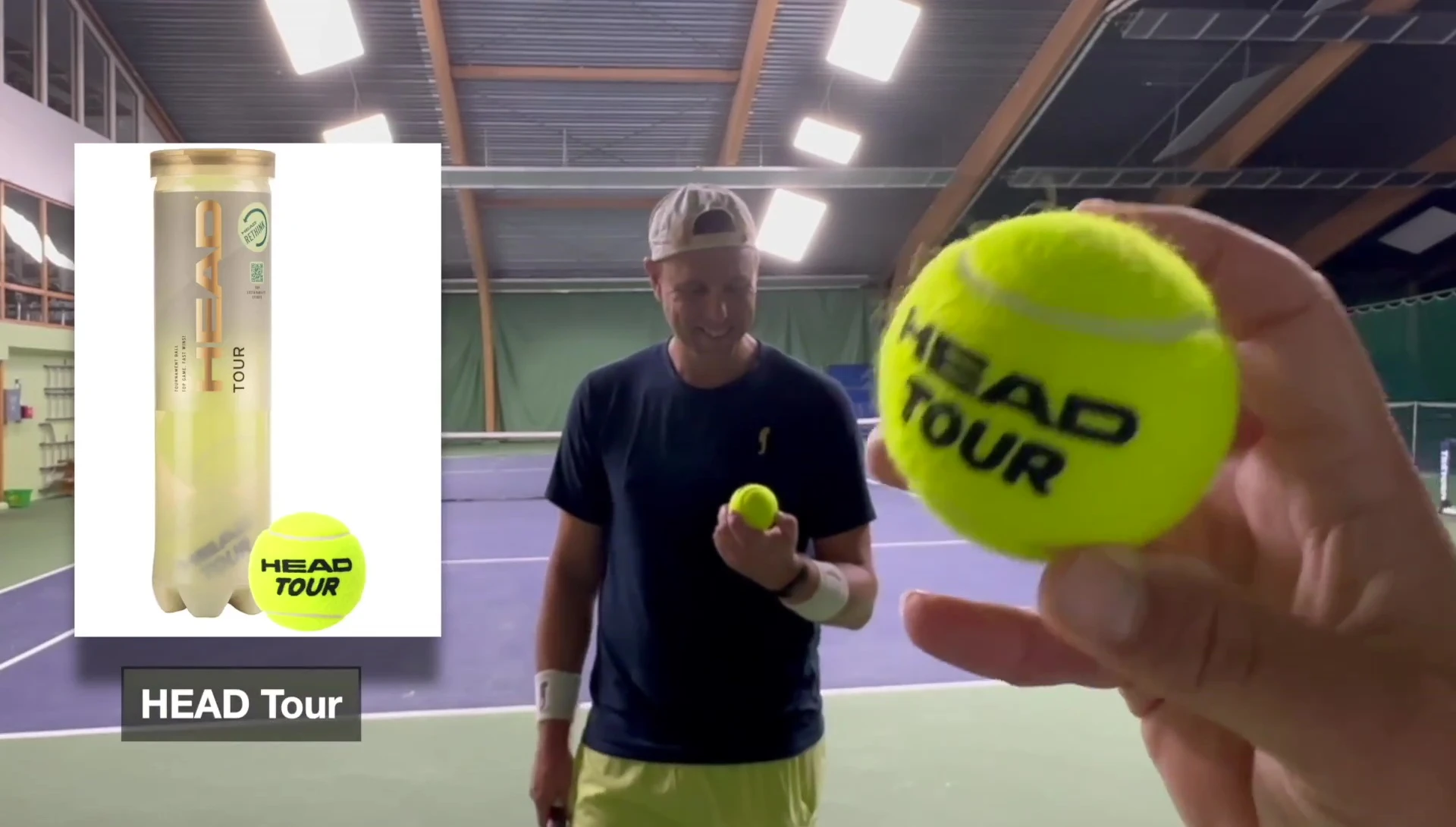 Player hitting a Head Tour tennis ball