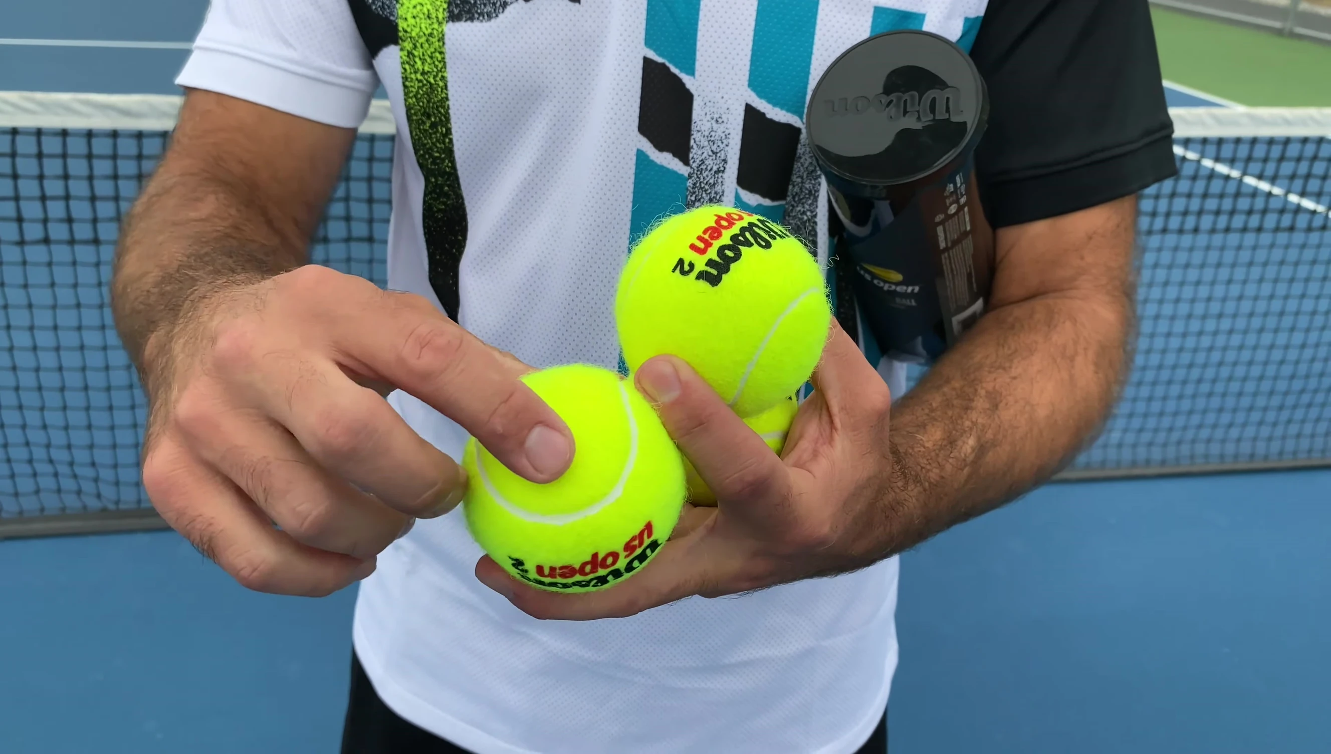 US Open ball showing seam defect