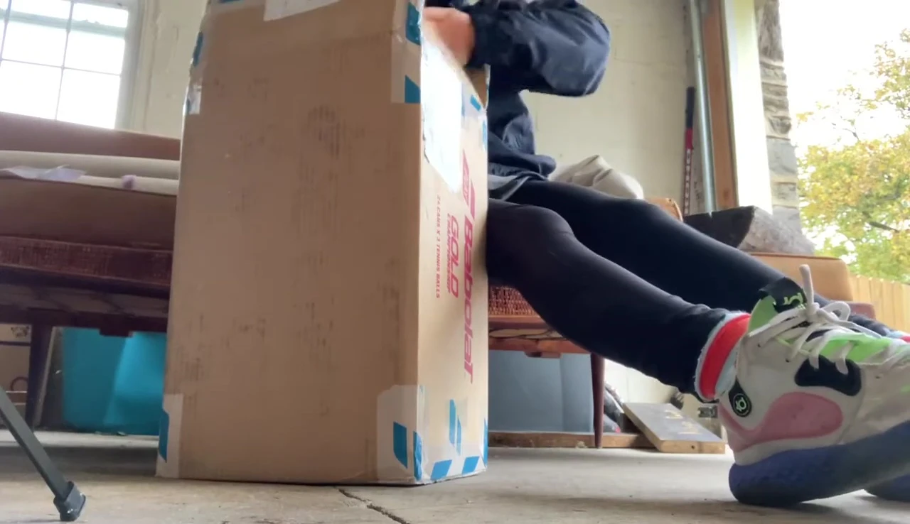 The box containing 72 Babolat Gold tennis balls.