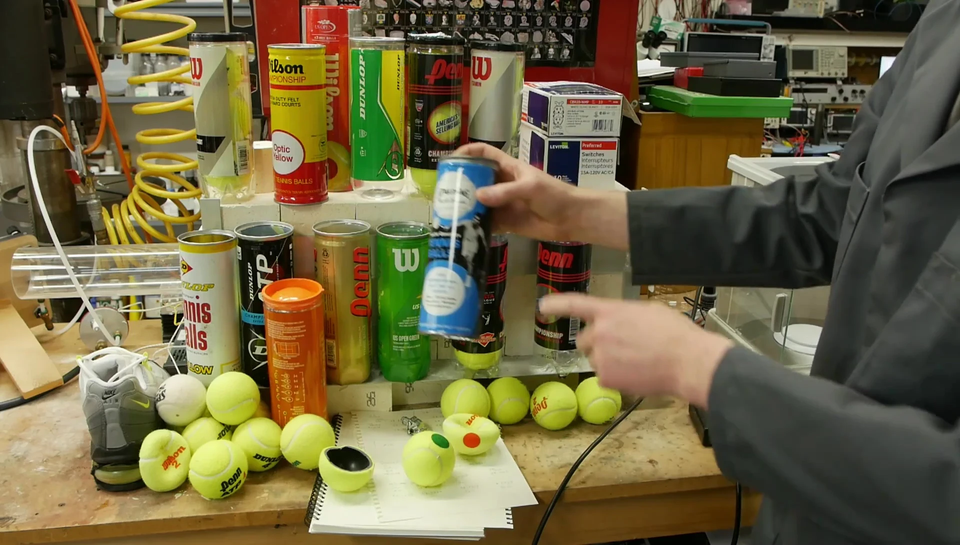 Screenshot showing vintage tennis ball cans.