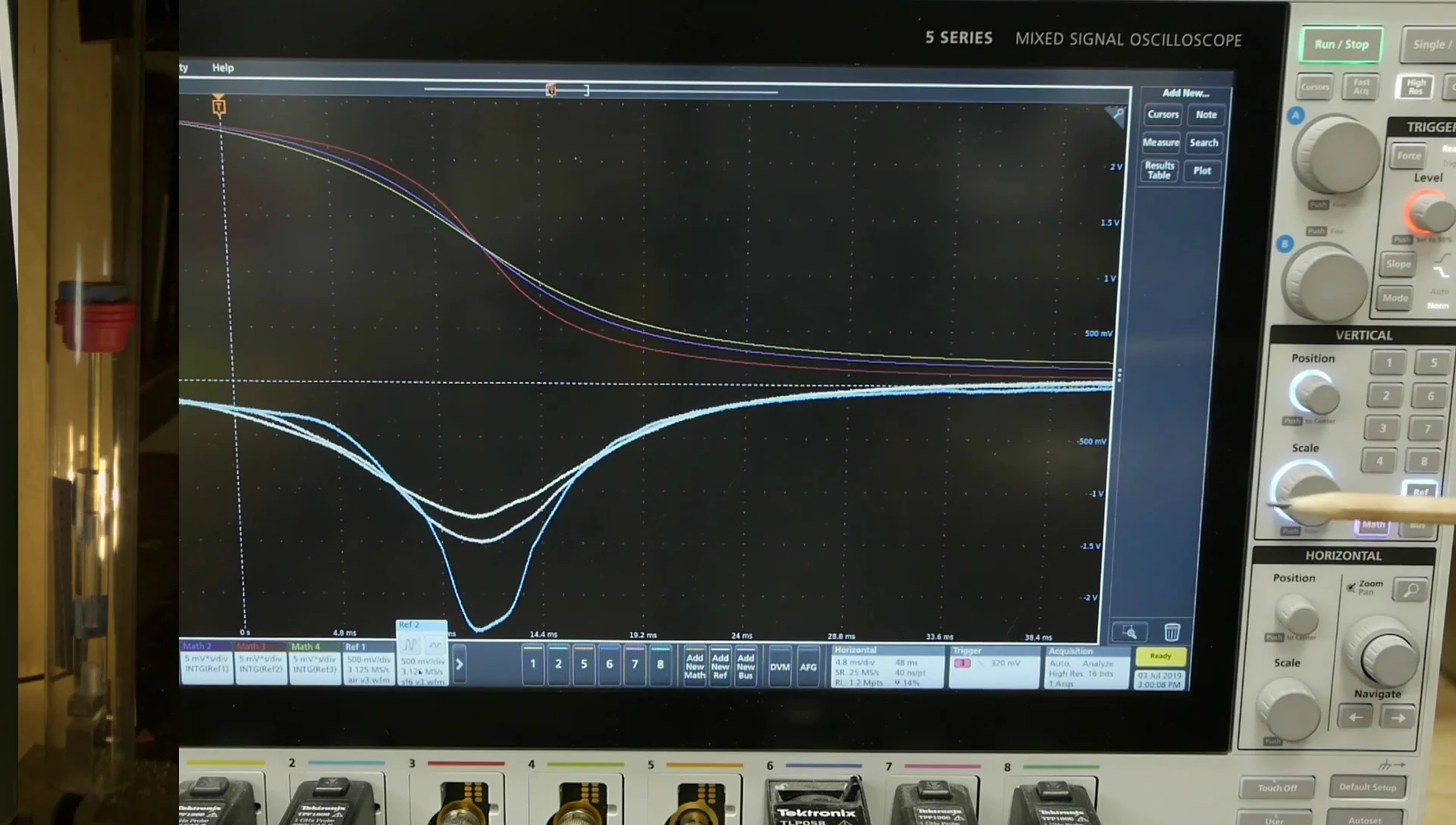 Screenshot showing the results of the gas spring experiment.