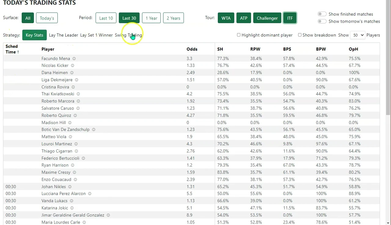 Screenshot showing the key statistics displayed in the TSR.