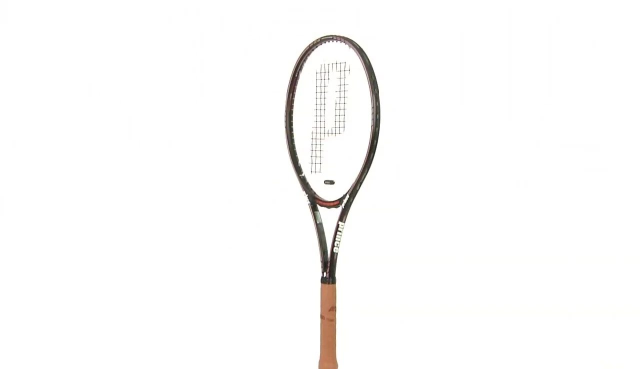 Shot showcasing the racket's weight and dimensions