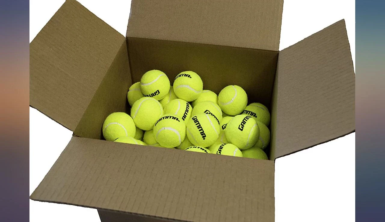 Image of the 75-count bucket of GAMMA Pressureless tennis balls.