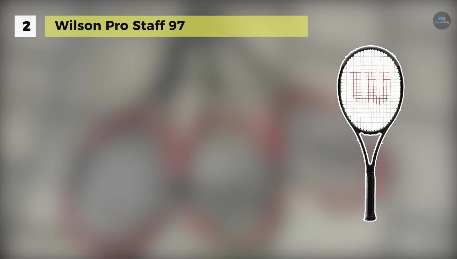 The Wilson Pro Staff 97 racquet shown, emphasizing its design.