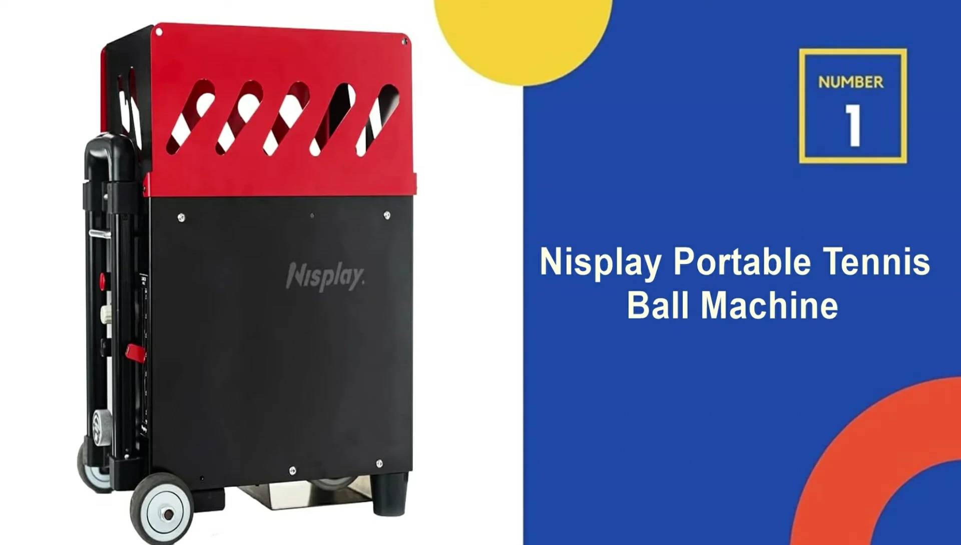 Display portable tennis ball machine showcasing its compact size.