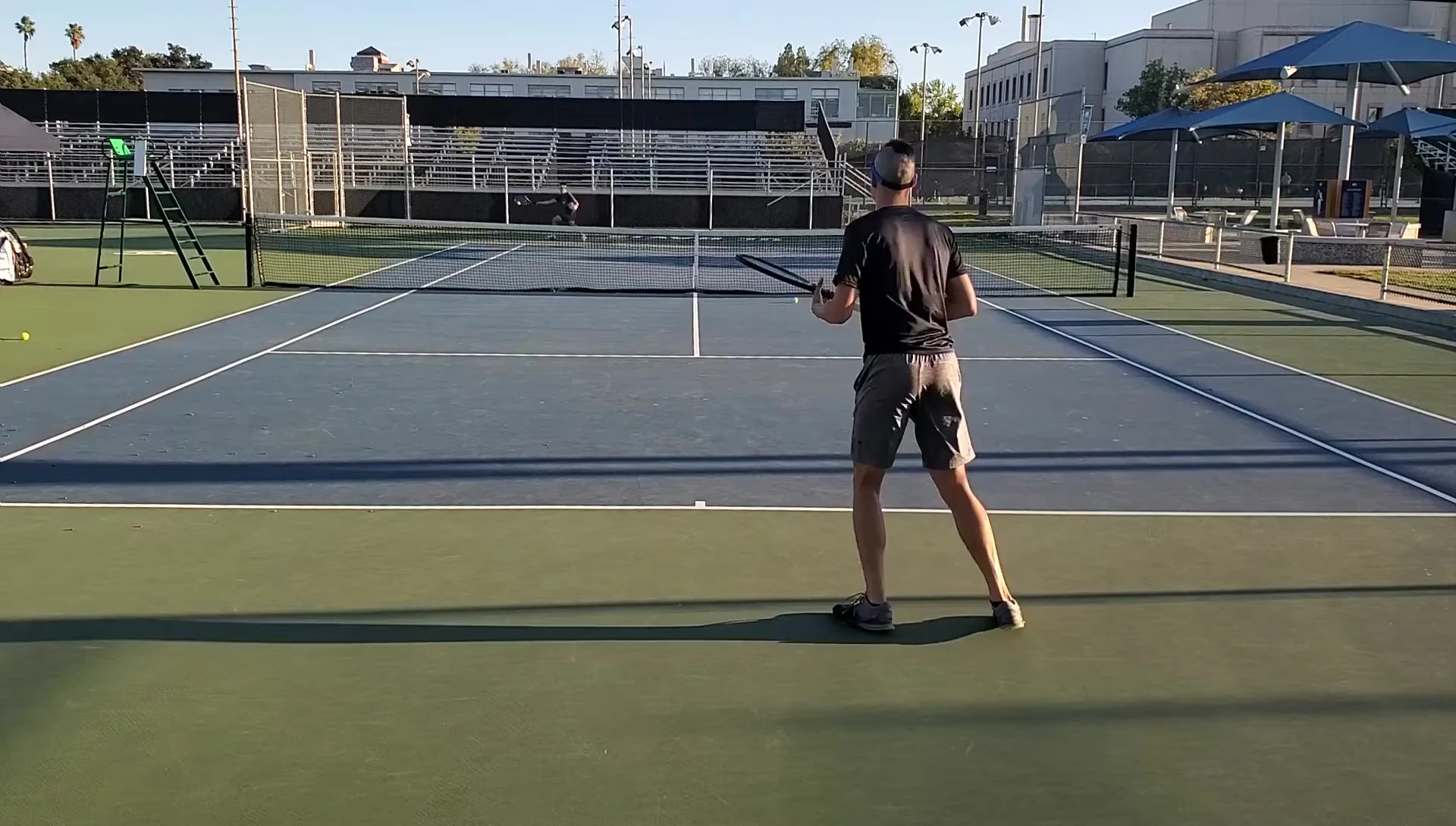 The reviewer illustrating a powerful shot