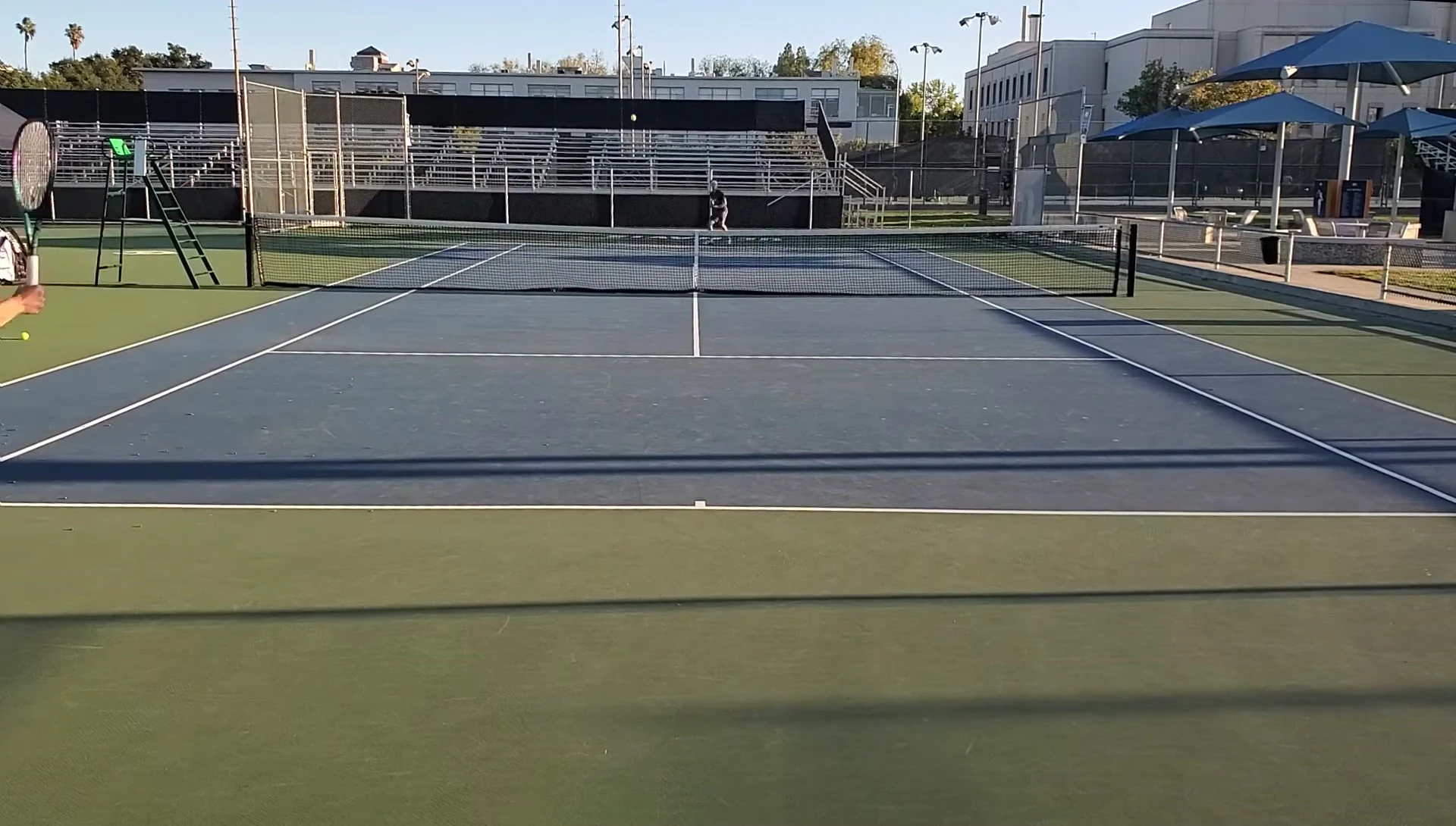 Close-up of the racket face during a shot