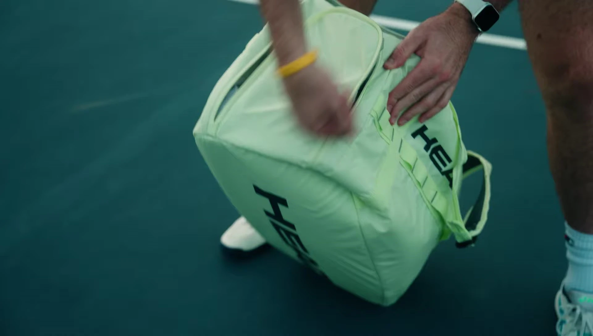 Focus on the designated shoe compartment within the Head Extreme bag