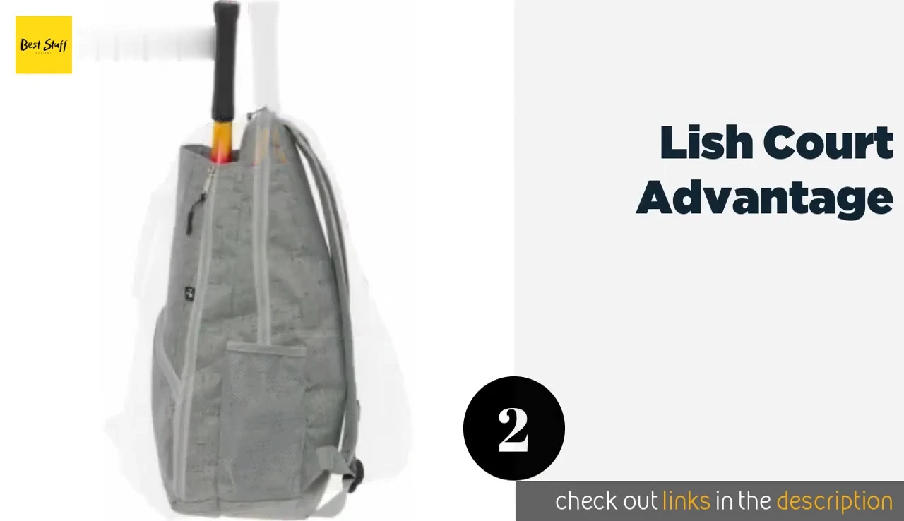 Image highlighting the dedicated racket compartment of the Leash Court Advantage backpack.