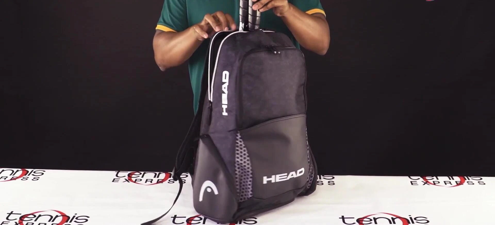 Close-up of the racquet compartment