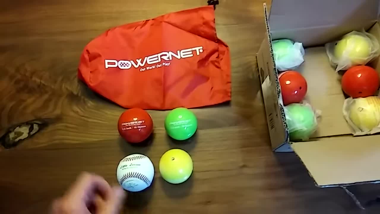 The package of PowerNet weighted hitting balls arriving via Amazon Prime.