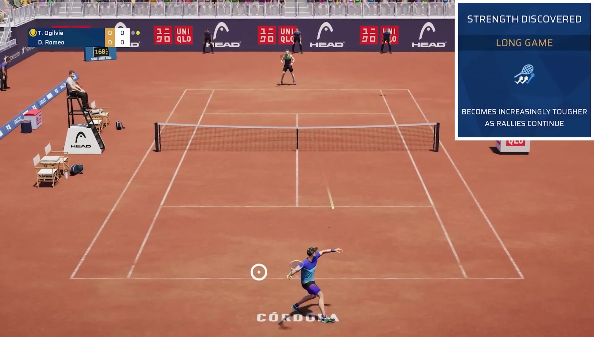 Screenshot demonstrating the opponent's strength and weakness system.