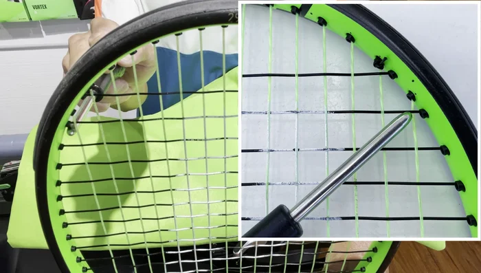 Identify the outer main string and the intersecting cross string. Determine which cross string intersects the outer main (e.g., second or third cross).