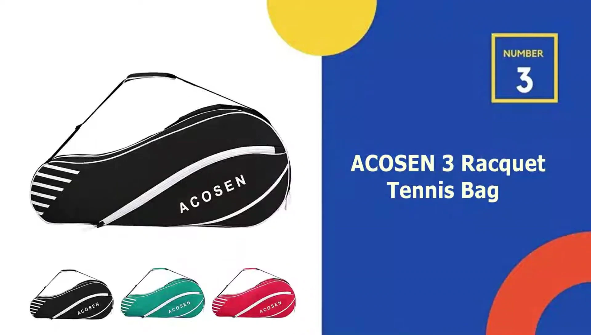 Kosen 3 Racquet Tennis Bag shown