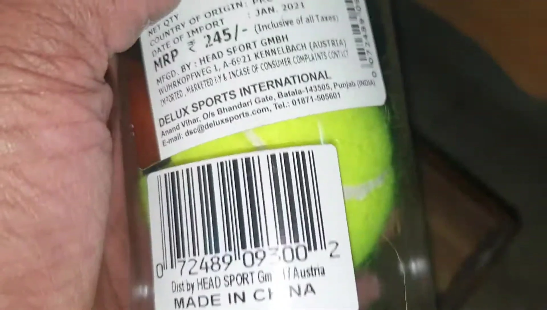 Image highlighting the origin and repackaging process of the balls