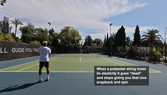 Understand polyester string characteristics: Durability, snapback effect, and faster tension loss.