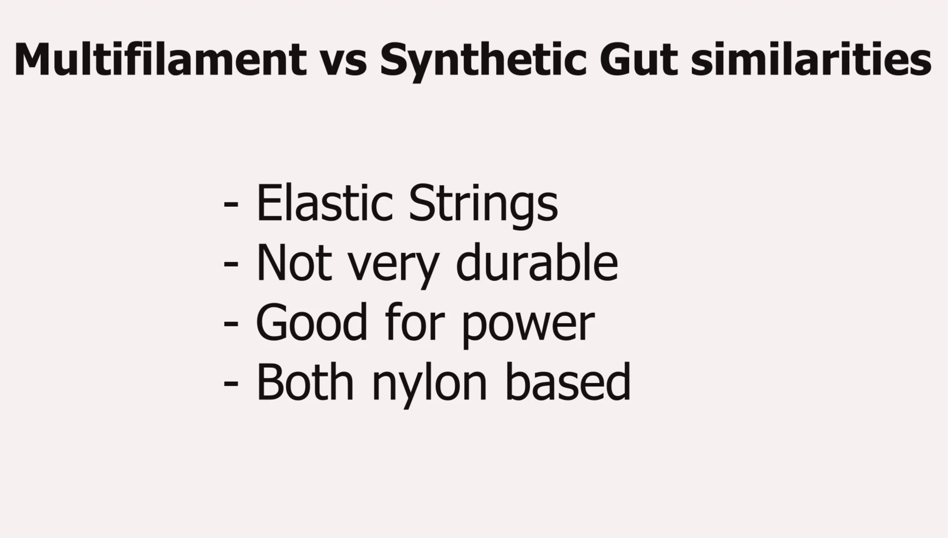 Speaker demonstrating the power aspect of multifilament strings