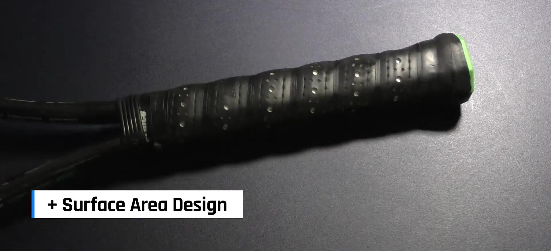 Close-up showcasing the small holes on the grip surface for sweat absorption