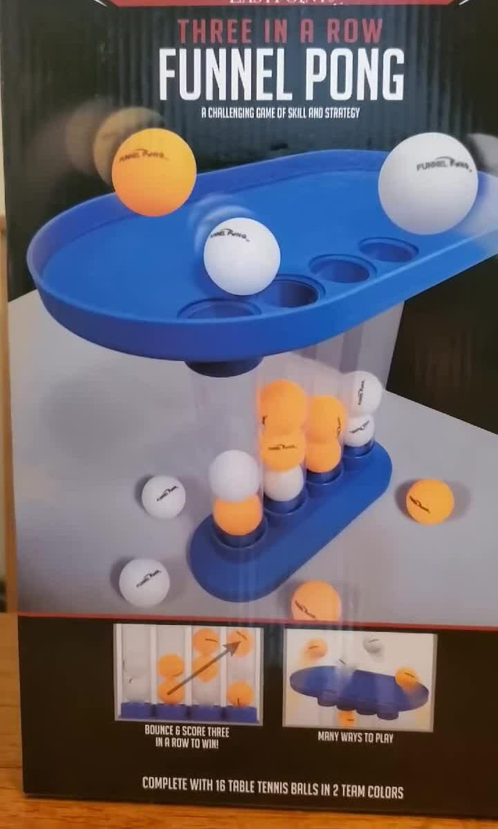 Close-up of the Funnel Pong game setup.