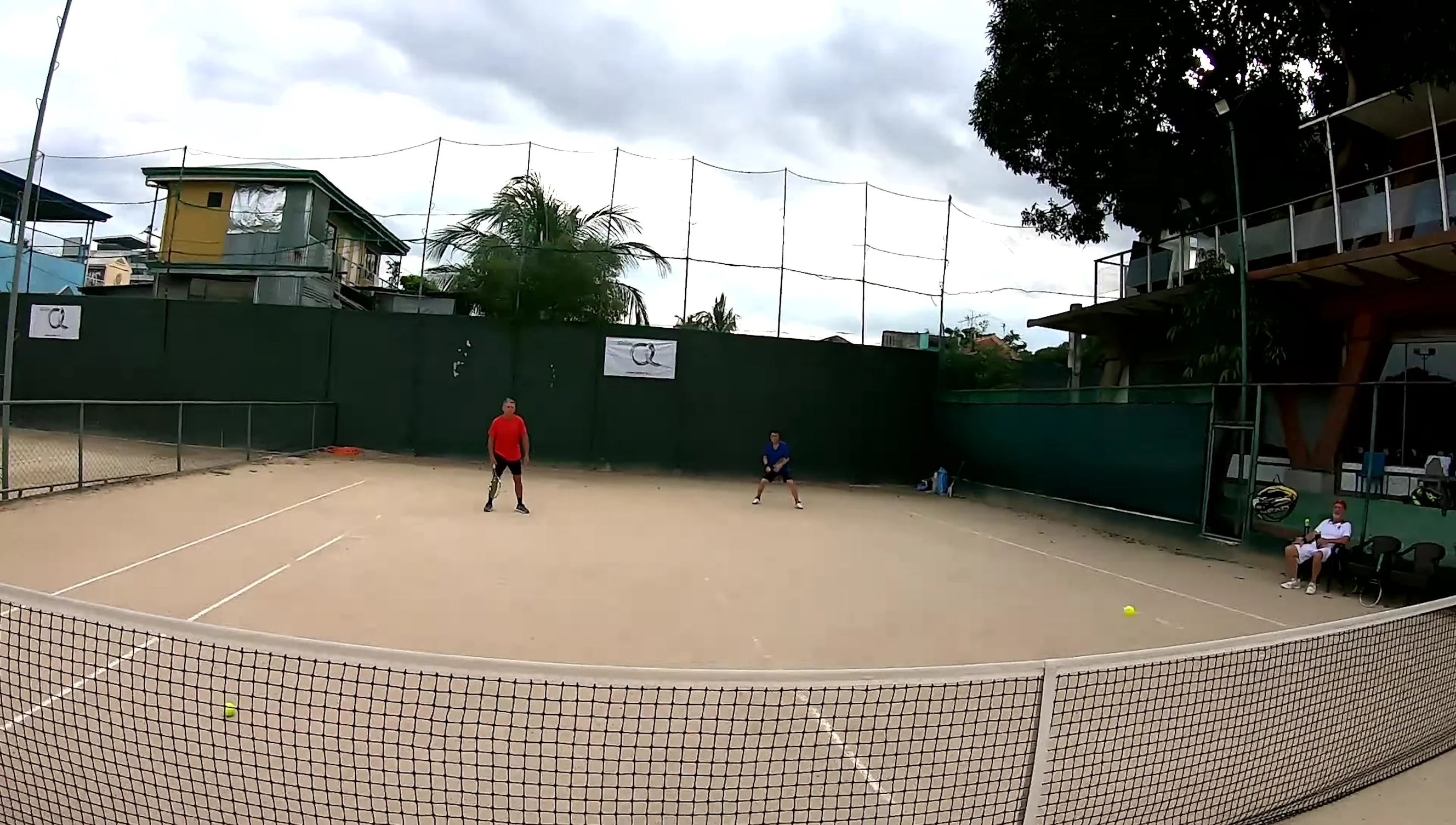 Close-up of the unique tan clay court surface.