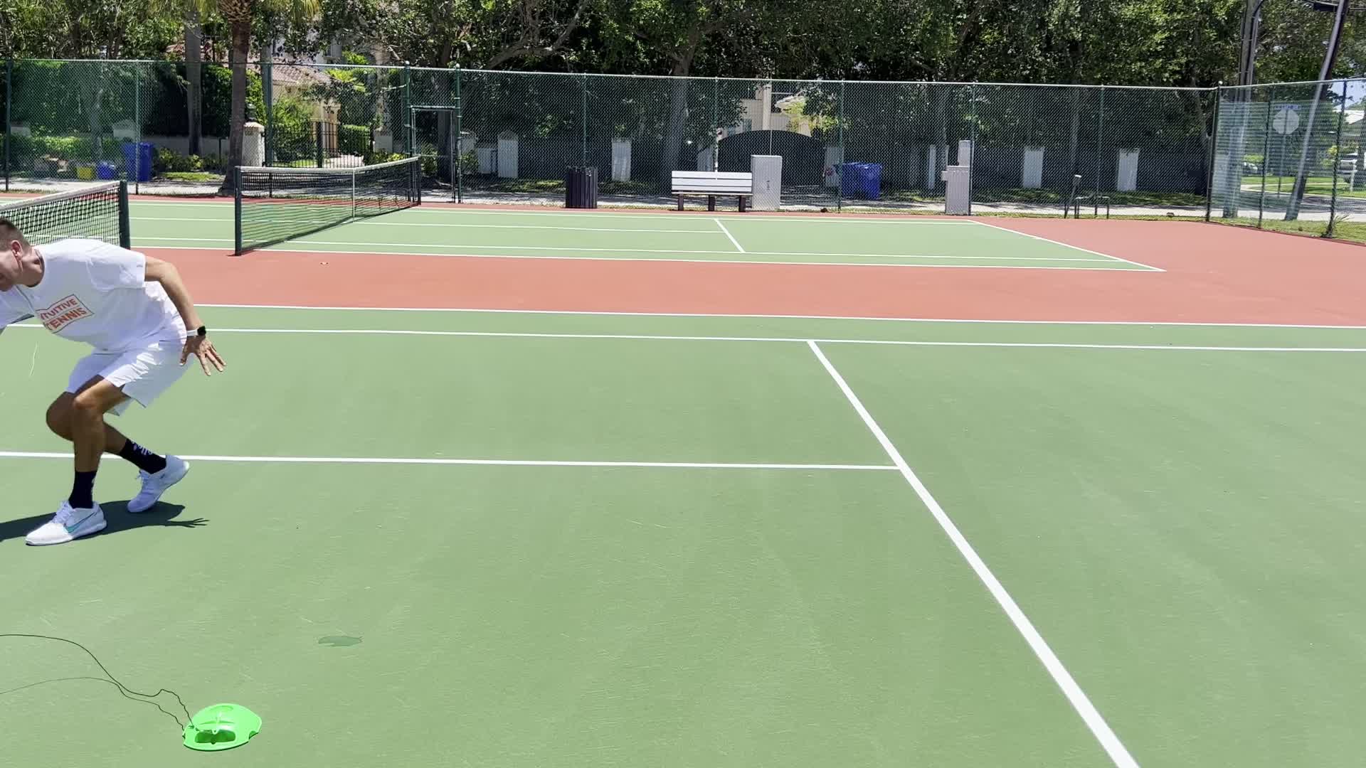 Close-up of the tennis retriever device.