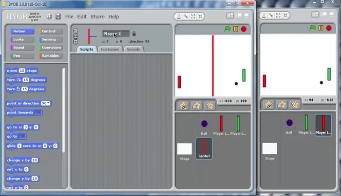 Script the goal Sprites to position them on the far left and far right of the screen (x = -240 and x = 240, y = 0).