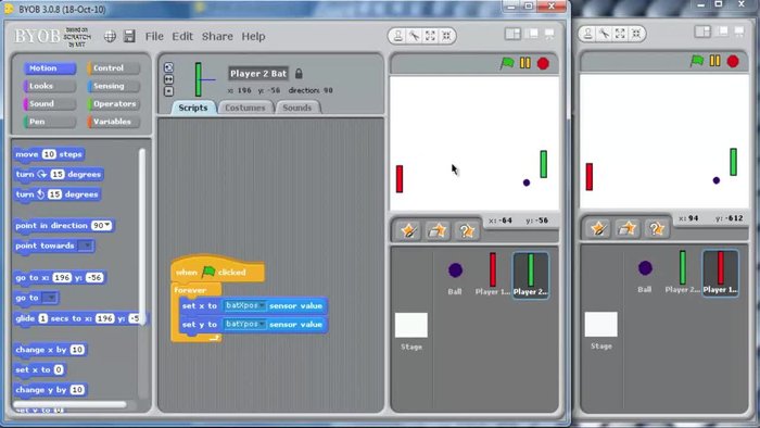 Script the goal Sprites to position them on the far left and far right of the screen (x = -240 and x = 240, y = 0).