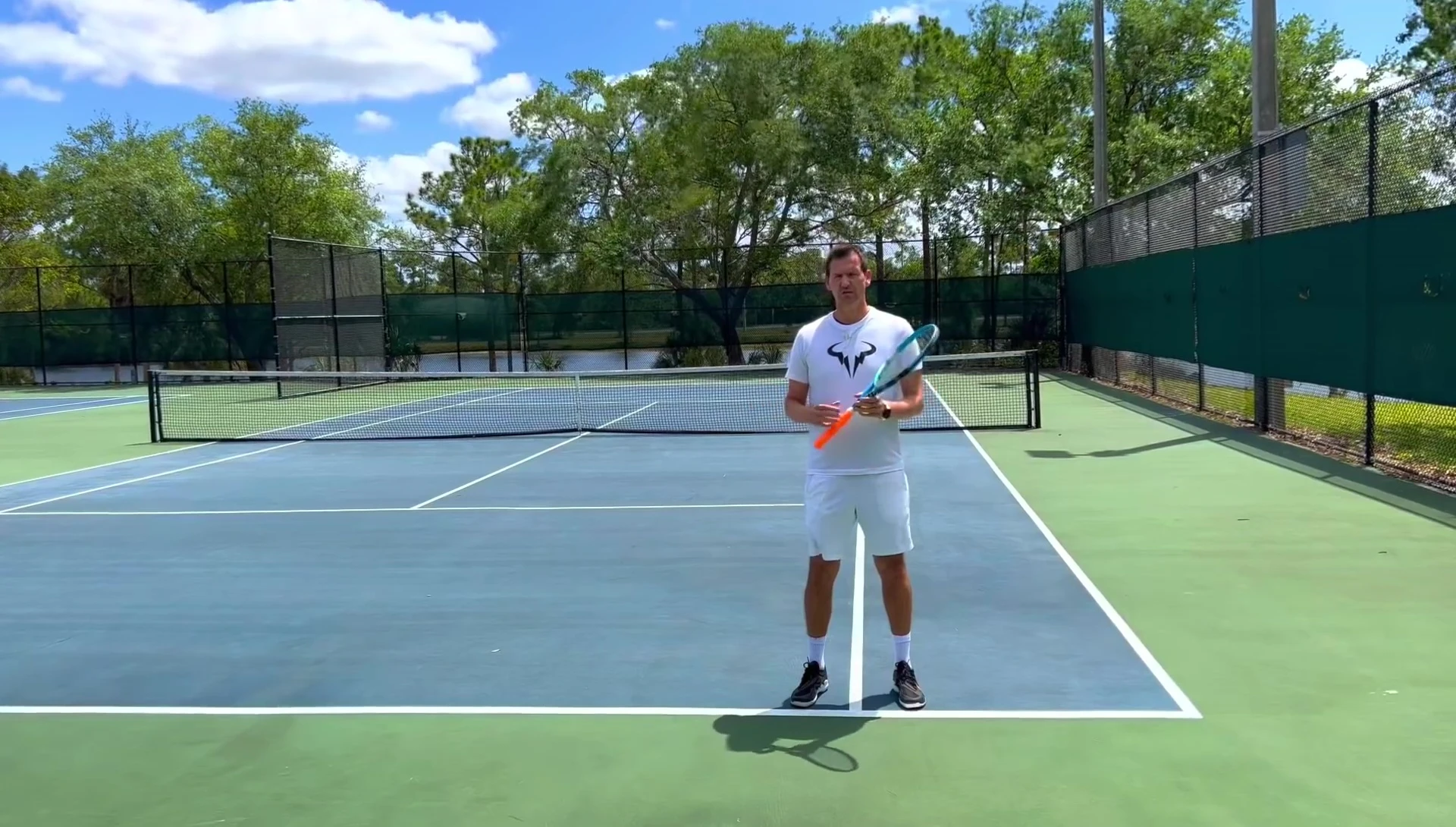 Establishing shot of tennis court