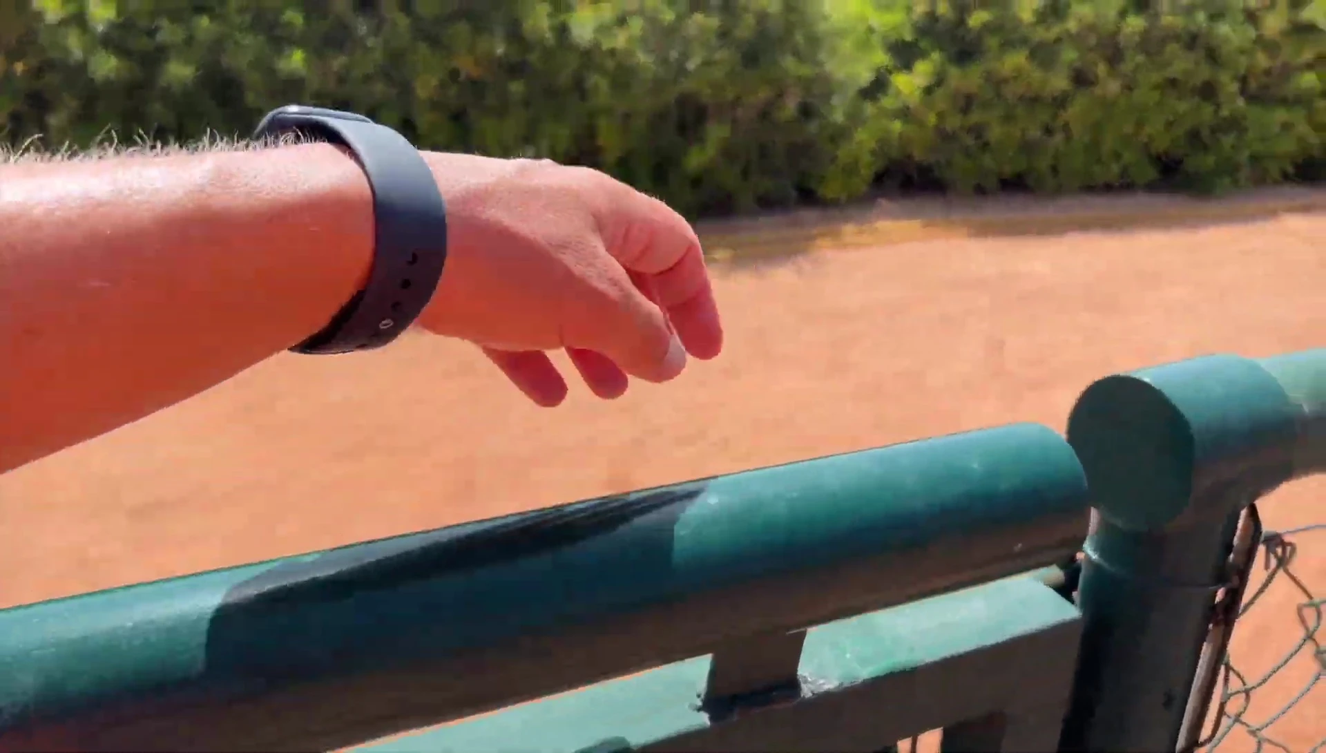 Close-up shot of the pristine clay court